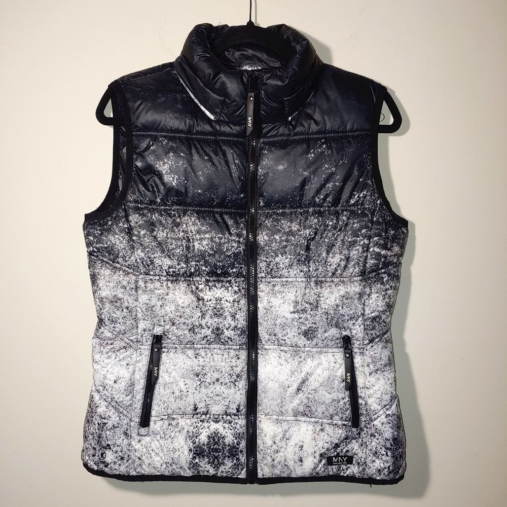 Marc New York Andrew Marc Performance Ombre Puffer Vest Size M Black White